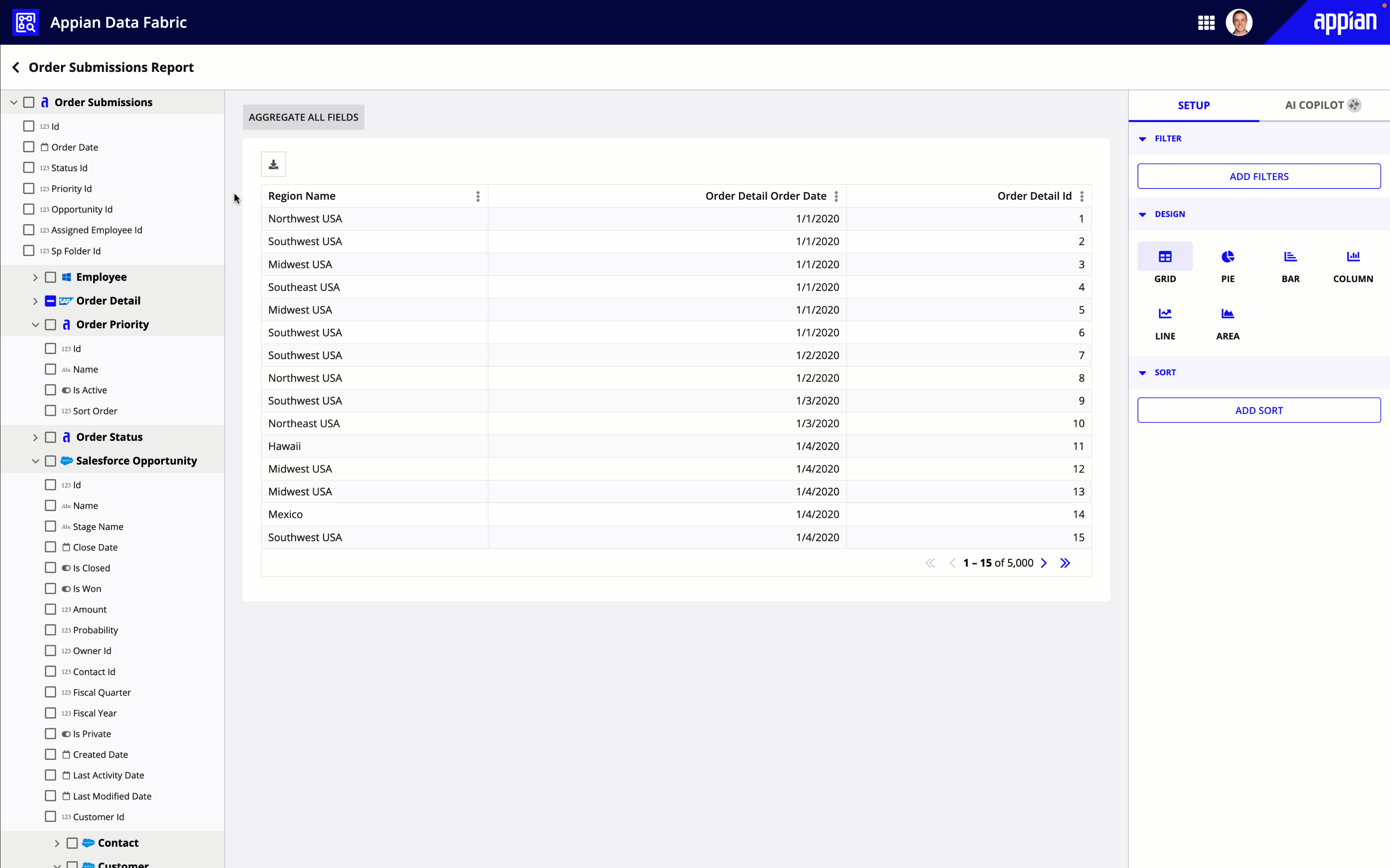 Gif of the report builder in self-service analytics